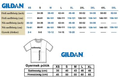Gyerek Póló Mérettáblázat Gildan